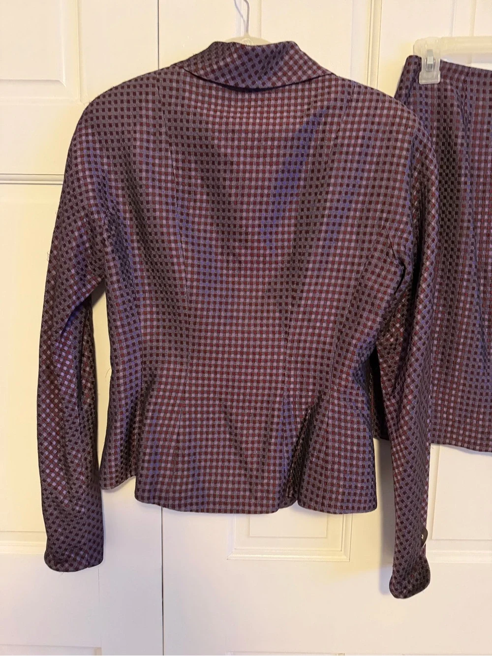 Vintage Mary McFadden Studio Purple Burgundy Skirt Suit Set‎ Size 4